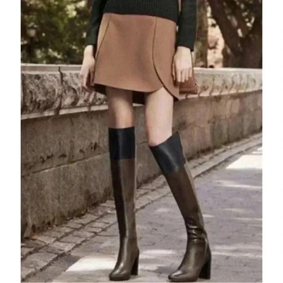 Tory Burch 10 Boots Size 10 Over The Knee Block High Heel Seamed Panels Leather - Picture 3 of 10